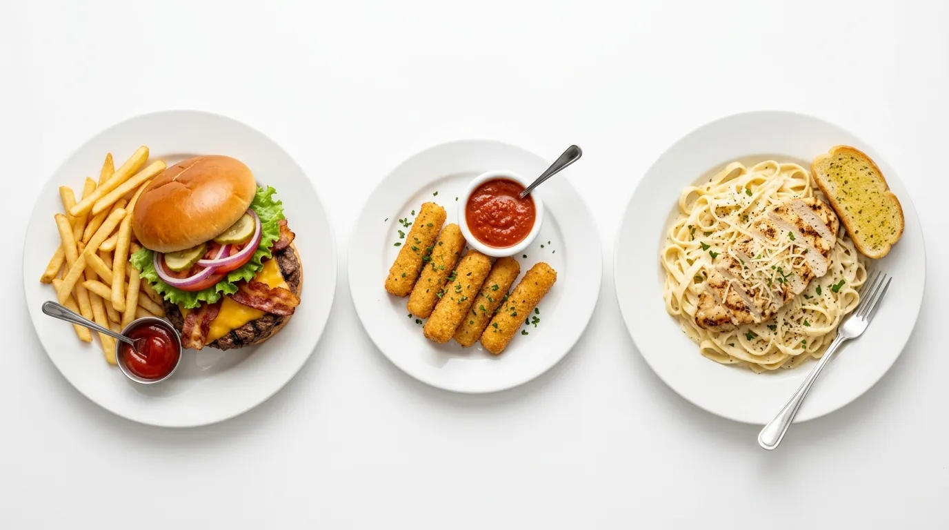 Two entrées and a shared appetizer set for two