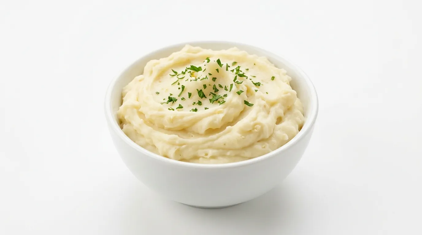 Creamy garlic mashed potatoes served as a side